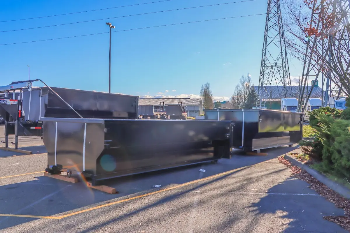 Roll-off dumpster ready for waste disposal at job site for 12 Yard Dumpster Rental in Rosenberg